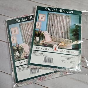 Vintage NIP Beacon Looms Bridal Bouquet Sheer Floral Curtains, 40x63 (2 Panels)